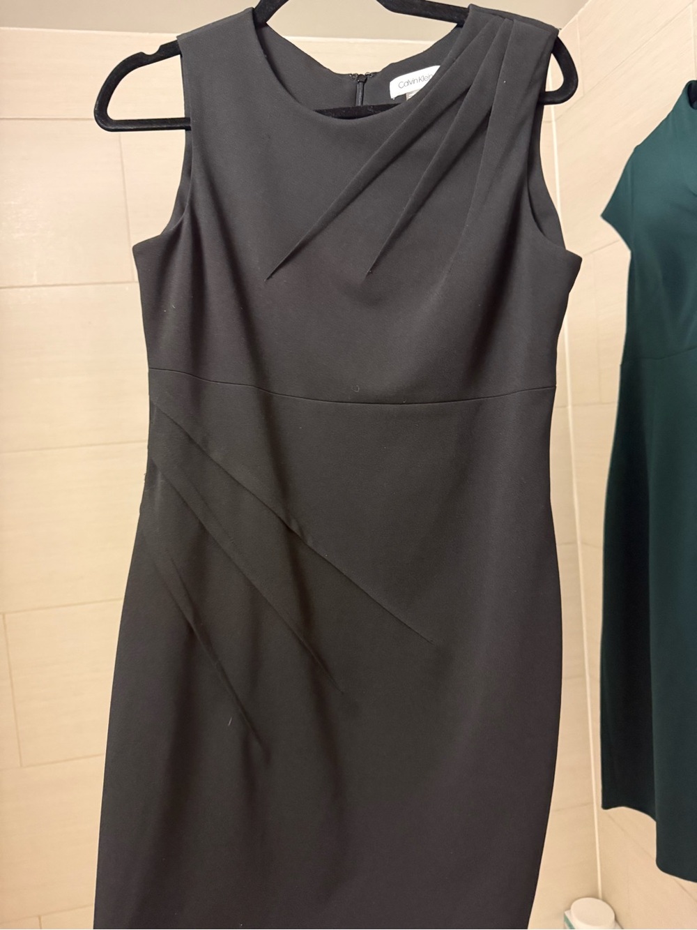 Calvin Klein Black Sleeveless Sheath Midi Dress